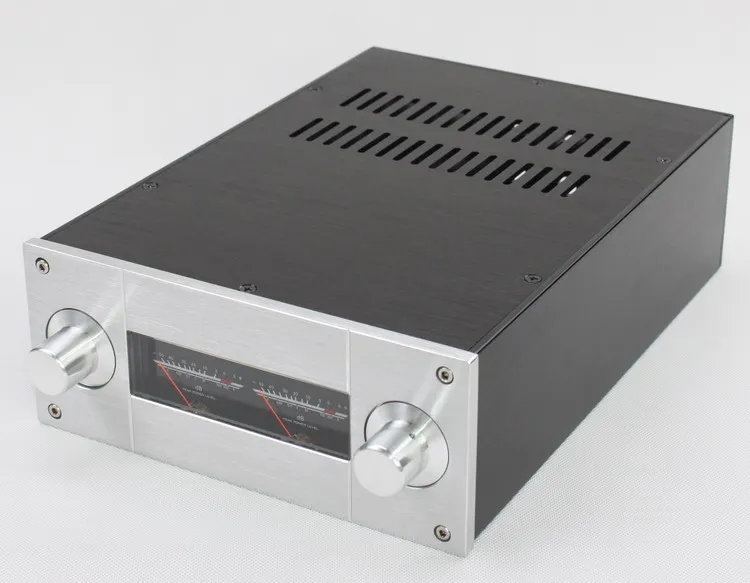 W222 H92 D308 Medidor VU Fonte de Alimentação do Chassi de Alumínio pré-amplificador de Carcaça do Amplificador de Áudio em Casa Shell DIY DAC Decodificação Gabinete Hi End