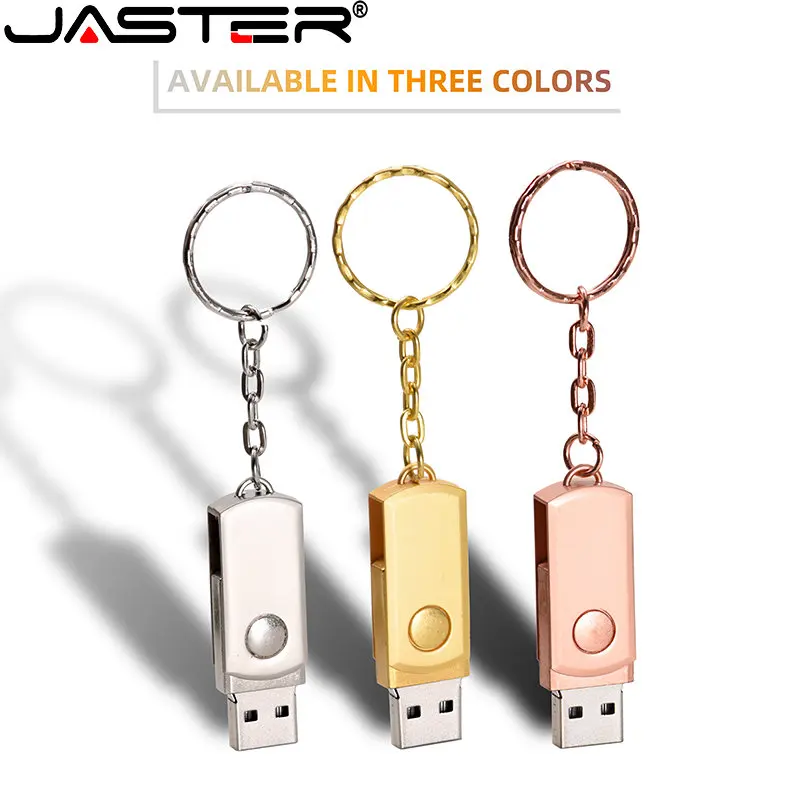 JASTER Metal, Ouro de Rosa do Flash do USB Drives128GB Rosa de Ouro Prata Pen Drive 64GB 32GB 16GB Livre de Logotipo Personalizado Rotativo Presente Criativo