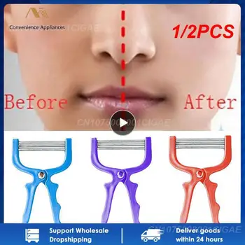 1/2PCS de Pêlos Faciais Ferramenta de Remoção Facial Grooming 3 Mola de Enfiar a Vara Aplicador Raspador de Remoção de Acção Manual de Corpo Inteiro