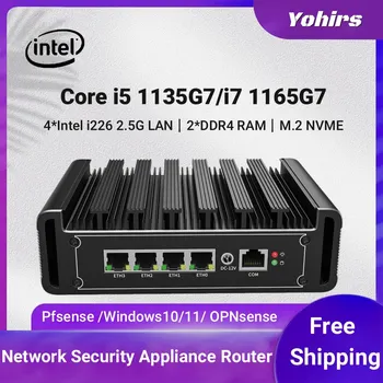 11 Gen i5 1135G7 i7 Mini PC 4xLAN 2,5 G Intel i226-V NIC N5105/N5000 HDMI DP RJ45 COM Windows11 Linux/Ubuntu Firewall do Computador