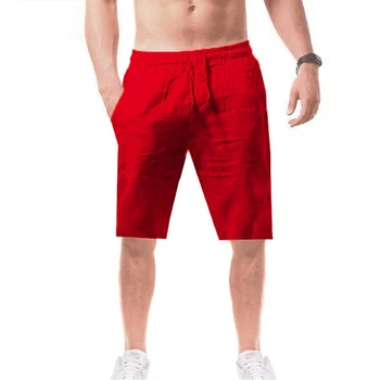 2022 masculina da Nova Roupa de cama de Algodão shorts Calças Masculinas de Verão Respirável Cor Sólida Calças de Linho de Fitness Streetwear S-4XL