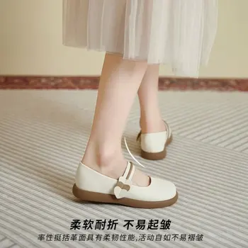 2023 primavera novas mulheres sapatos de couro Preto sapatos estilo coreano Médio calcanhar de design de Moda casual sapatos de Festa e desgaste de escritório