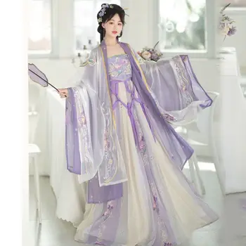 2023 Vestido De Mulher Antiga Chinês Tradicional Hanfu Definido Feminino Cosplay, Festa A Fantasia, Roupa De Verão Hanfu Roxo Verde Vermelho Vestido