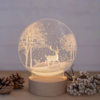3D Acrílico Noite de Luz de USB CONDUZIU a Luz para Crianças de Presente Nightlight de Natal, Festa de Aniversário, Dia dos Namorados a Decoração do Quarto da Lâmpada
