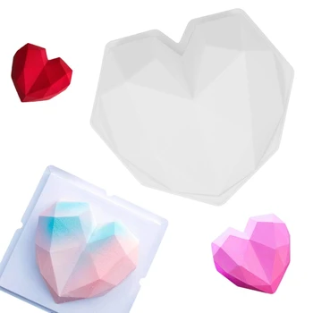 3D Diamante do Amor do Coração de Silicone Cozimento Molde DIY Borboleta Maple Leaf Flor Rosa Fondant de Chocolate Bolo de Artesanato de Decoração Ferramenta