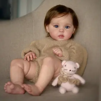 50 CM 3D Tom de Pele Visível Veias Silicone Macio, o Renascer da Boneca do Bebê de Brinquedo Para Gir Pano de Corpo Bonito Bebe Princesa Vestido de Boneca.