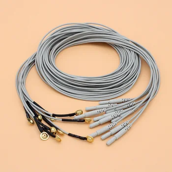 50pcs EEG/AEEG din 1,5 MM plug e cabo banhado a Ouro, cobre tampa do Eléctrodo de EEG instrumento ,de 1,5 m de cabo,2.0 mm TPU Macio cabo