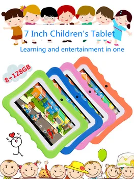 7 Polegadas Tablet PC Para Crianças de 128GB 8-Core Dual Câmeras wi-Fi Crianças Inclinando-Máquina de Jogo de Console de Computador para os alunos de desenho animado Tampa
