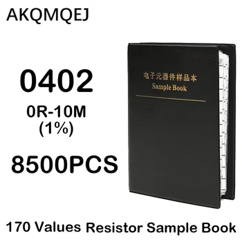 8500 PCS Kit Resistor 0402 1% FR-07 SMT 170 Valor 0R-10M Exemplo de Livro