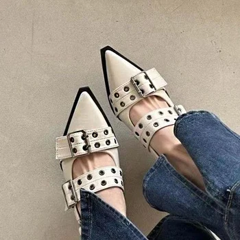 As Mulheres De Luxo Bombas De Sapatos Da Moda Rasa De Couro De Alta Qualidade Senhoras Elegantes Ponta Do Dedo Do Pé Mary Jane Shoes