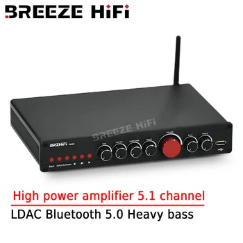 BRISA APARELHAGEM hi-fi, 50W+50W de Potência de Amplificador de Canal 5.1 de Home Theater LDAC Bluetooth 5.0 Baixo Pesado Amplificador de Potência