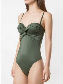 Calção de banho, traje de praia Simples Envoltório Correia Casual de Uma Peça de Maiô E Cobrir-se de Mulheres de Maiô 2023