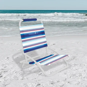 Caribe Joe Uma Posição Dobrável Cadeira de Praia, Azul/Listra Vermelha exterior, cadeira de jardim, cadeira de jardim, mobiliário de