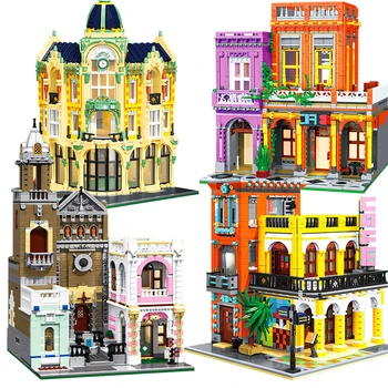 Cidade criativa Street View Blocos de Construção de Café de Estilo de Arquitetura de Tijolos Conjunto de MOC Loja de Brinquedos Presentes Para Amigos Adultos Crianças