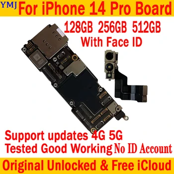 Com/Sem IDENTIFICAÇÃO Cara Para o iPhone 14 Pro placa-Mãe Completo Bem Testado a Funcionar a Placa Original de Desbloqueio Grátis do iCloud Placa Lógica 128GB de 256GB