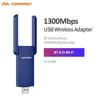 Comfast CF-927BF 1300Mbps 5GHz BT 4.2 Adaptador USB Wireless Ethernet 2*Antena de 3dbi compatível com Bluetooth Dongle Para Win7/8.1/10