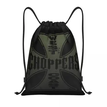 Costa Oeste Chopper Cruz De Ferro Cordão Mochila Mulheres Homens Ginásio De Esporte Sackpack Portátil Shopping Bag Saco