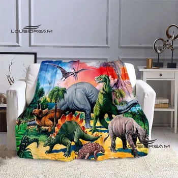 Dinossauro Cobertor de desenhos animados animais Tiranossauro Cobertor de Flanela Adultos e crianças Impressos em 3D Colcha Sofá Acampamento cobertor Quente