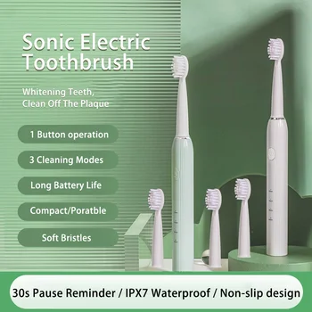 Escova de dentes de viagem Sonic Escovas Elétricas 3 Modos de Limpeza de Carregamento USB 100d a Vida útil da Bateria de Cerdas Macias Clareamento dos Dentes