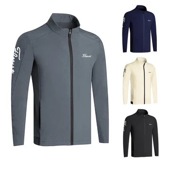 Golfe sportswear blusão de homens, verão, outono exterior respirável manga longa com jaqueta casaco casual