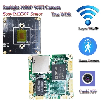 H. 265 Starlight 2MP WDR Verdadeiro do IP do Wifi, o Módulo de Câmera de vídeo 1080P FULL HD de Vídeo sem Fio de Segurança Conselho de Auto-AP Hot Spot, RTSP P2P Camhi