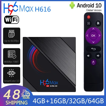 H96MAX Android de 10 6K Smart TV CAIXA de BT4.0 Allwinner H616 Quad Core ARM Cortex A53 2,4 G & 5G WIFI, Media Player