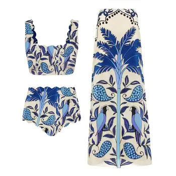 Impresso Moda Maiô e Saia de Praia Biquínis Sensuais Eróticos Terno da Moda Peças para Slim Fit Luxo de Praia no Verão Elegância