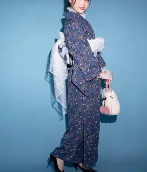 Kimono japonês Novo Estilo de Primavera Manto de Mulheres Vestido de Incluir Cinto de 140 cm de Longa