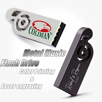 Livre Personalizada Impressão em Cores o LOGOTIPO do Carro de Metal Nota Musical Modelo USB2.0 pendrive de 4GB 8GB 16GB 32GB 64GB 128GB
