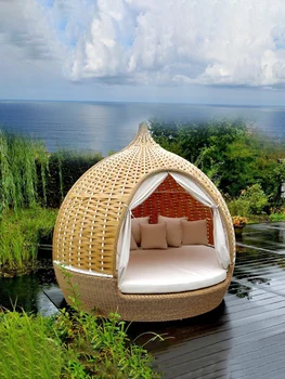Lounge externo da cadeira, deitado cama, gaiola do pássaro cama, cadeira, piscina exterior, criativo cama redonda
