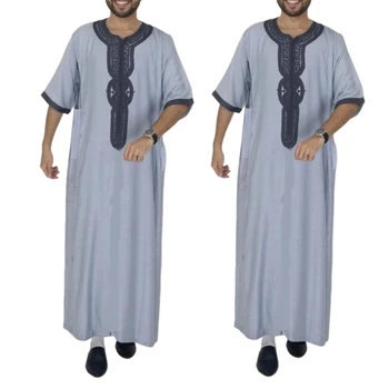 Manto De Mens Muçulmano Roupas De Gola Solta Árabe Médio Durável Kaftan Muçulmano Thobe Dubai Manga Longa Vestido De Roupas Étnicas