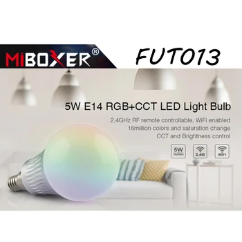 Miboxer FUT013 5W E14 RGB+CCT DIODO emissor de Luz Blub AC100~240V 2,4 G WiFi, controle remoto pode ser escurecido led lâmpada de Casas, Restaurantes,Bares
