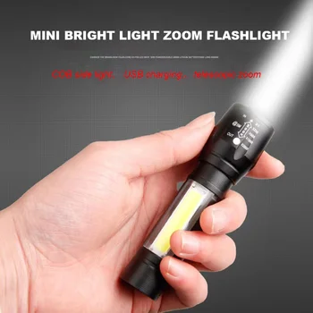 Mini Luz Forte 14500 Bateria COB Telescópica com Zoom de Montanhismo Pesca Selvagem Noite de Execução de Equitação de Liga de Alumínio Lanterna