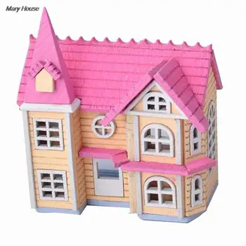 Mini Madeira Cidade de Conto de fadas Casa DIY Bonecas em Miniatura Acessórios, Artesanato, Construção de Montar o Brinquedo Artesanato de Móveis Kits de 6*5*7cm