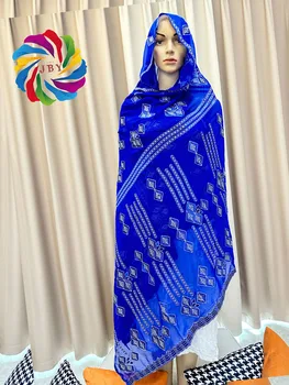 Moda africana véu islâmico frete grátis venda Turbante Mulheres de Tamanho grande Bordado de Chiffon Islâmica Hijab Bordar Ramadã Dubai