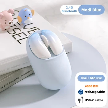 Mouse sem fio Recarregável de 4000DPI Bluetooth Silêncio Magnético Meninas de Unhas Mouse Óptico USB C Portátil Bonito para Computador Portátil
