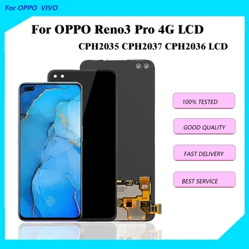 Para OPPO Reno3 Pro 4G, Tela LCD Touch screen Digitalizador Assembly Para Reno3 Pro 4G CPH2035 CPH2036 Display LCD