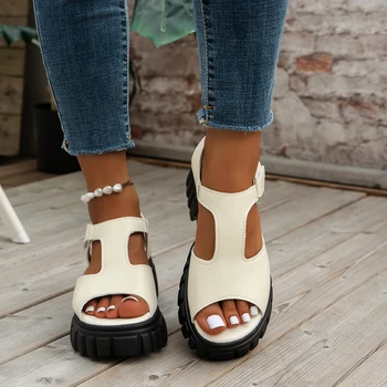 SML grossa com solado antiderrapante, resistente ao desgaste e sandálias de verão nova moda casual oco sandálias para as mulheres