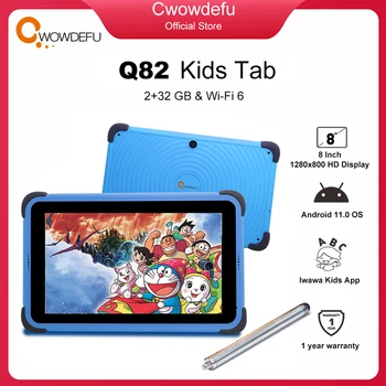 Tablet de 8 Polegadas e resolução de 1280*800 Android 11 WiFi6 Quad Core Google Play Crianças Tablet Educacional para Crianças com Caneta Dropship 32G