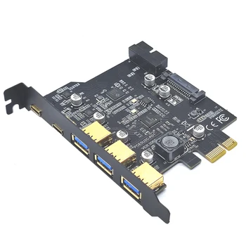 Tipo C USB 3.2 Placa PCIE Gen2 Hub USB 3.0 PCI Express da Placa PCI E PCI-E USB 3 Adaptador de Multiplicador USB3 3.1 Controlador de Riser Cards