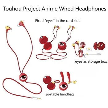 Touhou Project Anime Fones De Ouvido Com Fio Com Caixa De Armazenamento Chireiden Komeiji-Satori E Komeiji-Koishi Cosplay Adereços Na Orelha Fones De Ouvido