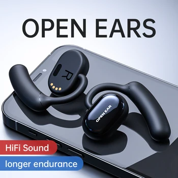 TWS Fone de ouvido de Condução Óssea Earhooks Através de Ouvido Fones de ouvido Bluetooth sem Fio Fones de Esportes de Cancelamento de Ruído Abrir Ouvido mãos livres