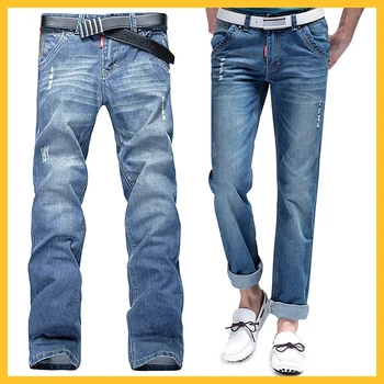 Verão Jeans Oversize Homens lavado jeans homem ripped jeans Casual retas de mens de Calças Baggy Carga escovado Shorts Jeans Para Homens