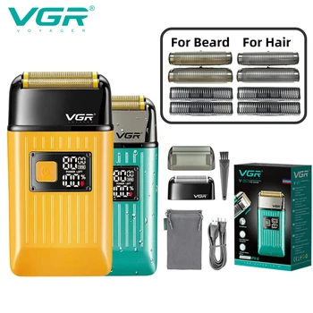 VGR barbeador Elétrico Profissional Aparador de Pêlos IPX6 Impermeável de Cabelo Máquina de Barbear Recarregável Mens máquina Elétrica com grelhas V-357