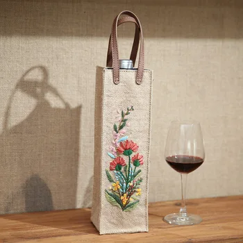 Vinho tinto Bolsa de Mão bordada em Hesse Presentes Criativos Saco de Armazenamento Bolsa sacola Estilo Chinês Série