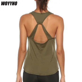 WOYYHO Mulheres Yoga Tops Soltos Fino Colete de Esportes Respirável T-shirt sem Mangas Fitness Execução Camisas de Meninas 