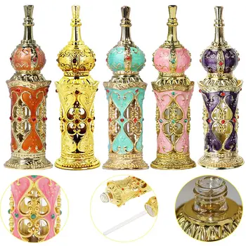 1 Pcs 12mL Vintage Metal Frasco de Perfume Estilo Árabe Óleo Essencial de Garrafas Vazias Garrafas Reutilizáveis Decoração Presentes