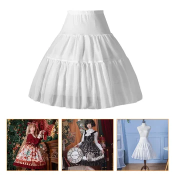1pc Moda Lolita Vestido Underskirt Bela Saia em Camadas Saia da Bolha (Branco)