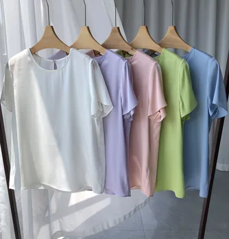2023 a coleção Primavera / Verão as Mulheres elegantes de Alta Qualidade Elegante 92%Seda T-shirt de Moda Quente OL Elegante Tee Tops C494