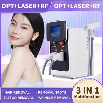 2023 Novo 3 em 1 da E-luz IPL Laser do Nd Yag Multifuncional da Remoção da Tatuagem, Máquina Permanente da Remoção do Cabelo do Laser do Equipamento da Beleza
